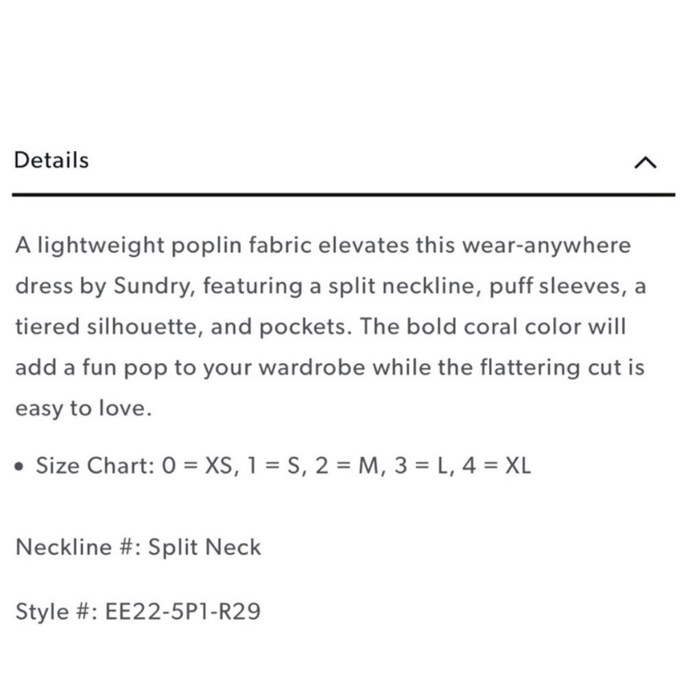 Sundry x Evereve The Anywhere dress cotton poplin tiered bright coral L - Picture 4 of 11